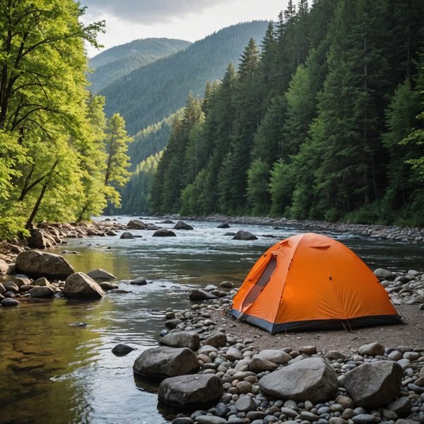 Quels sont les conseils pour un camping en bord de rivière avec des courants rapides?